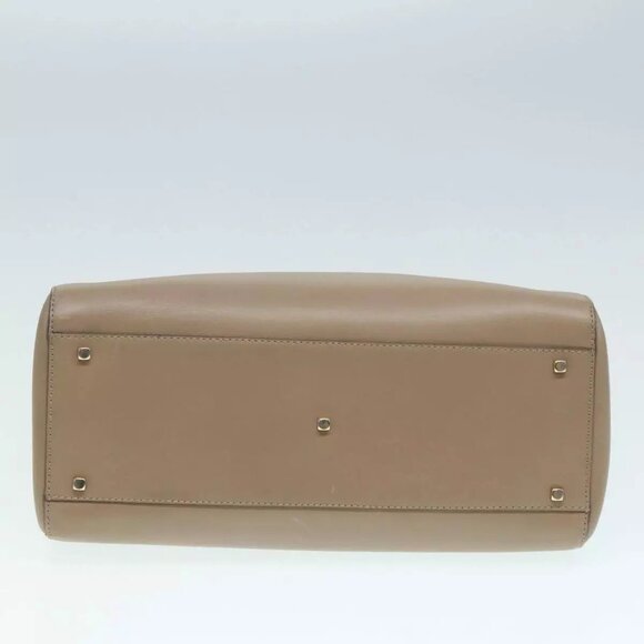 Salvatore Ferragamo Gancini Shoulder Bag Leather Beige Gold Auth - Picture 7 of 16